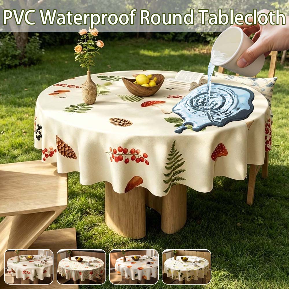 Outdoor Furniture Year Round - مفرش طاولة دائري من البولي فينيل