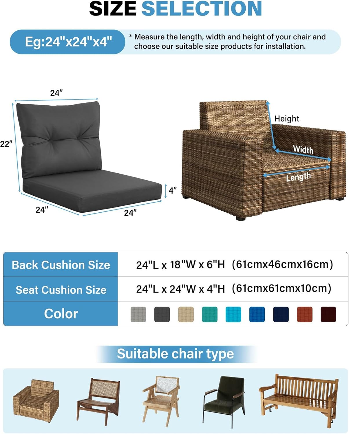 مجموعة وسائد رمادية داكنة لأثا - مراجعة Outdoor Furniture Cushions 24 X 24 وسعره