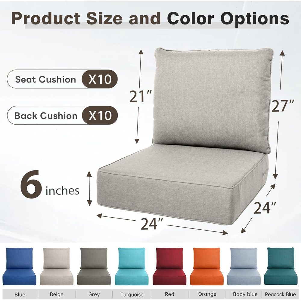مجموعة من 6 وسائد سميكة للاستخ - مراجعة Outdoor Furniture Cushions 24 X 24 وسعره