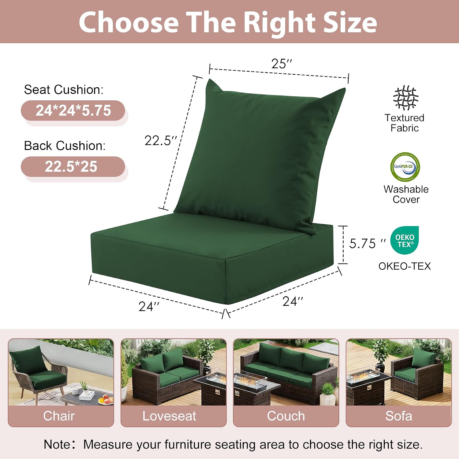 مجموعة وسائد مقاعد عميقة للاست - مراجعة Outdoor Furniture Cushions 24 X 24 وسعره