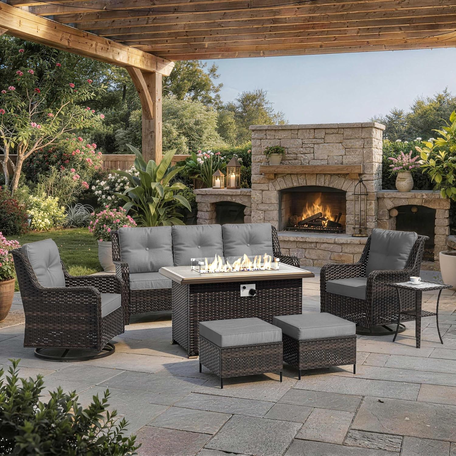 طقم أثاث فناء مكون من 7 قطع، أ - مراجعة Outdoor Furniture Bali وسعره