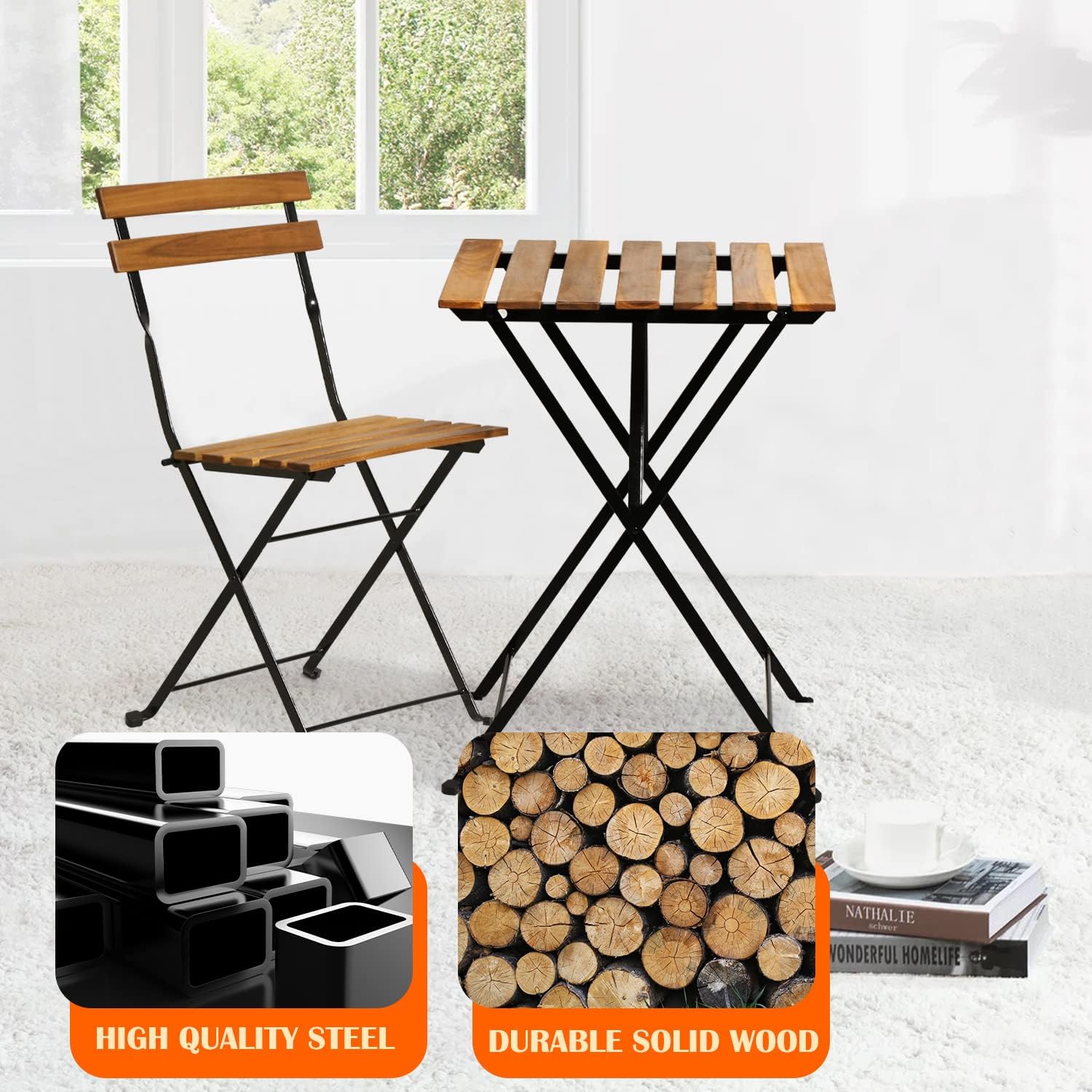 طقم بيسترو خشبي طبيعي قابل للط - مراجعة Bistro Table Set وسعره