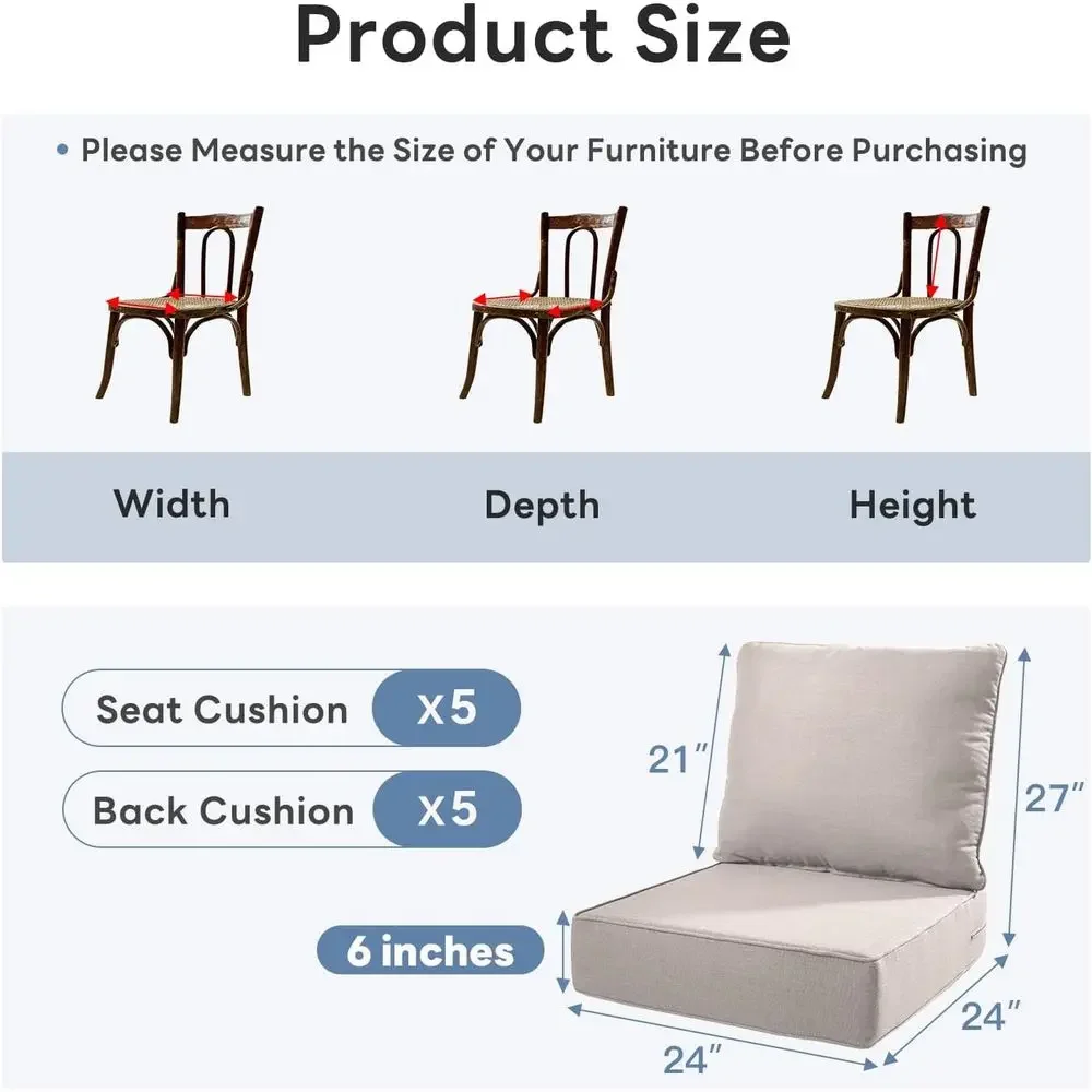 6 وسائد سميكة للكراسي الخارجية - مراجعة Outdoor Furniture Cushions 24 X 24 وسعره